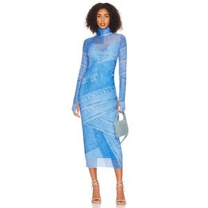 AFRM Shailene Midi Dress in Blue Denim